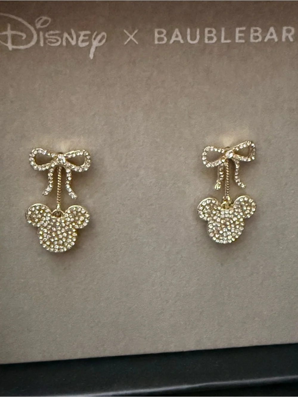 Disney x Baublebar Mickey Mouse Pavé Icon Bow Drop Earrings